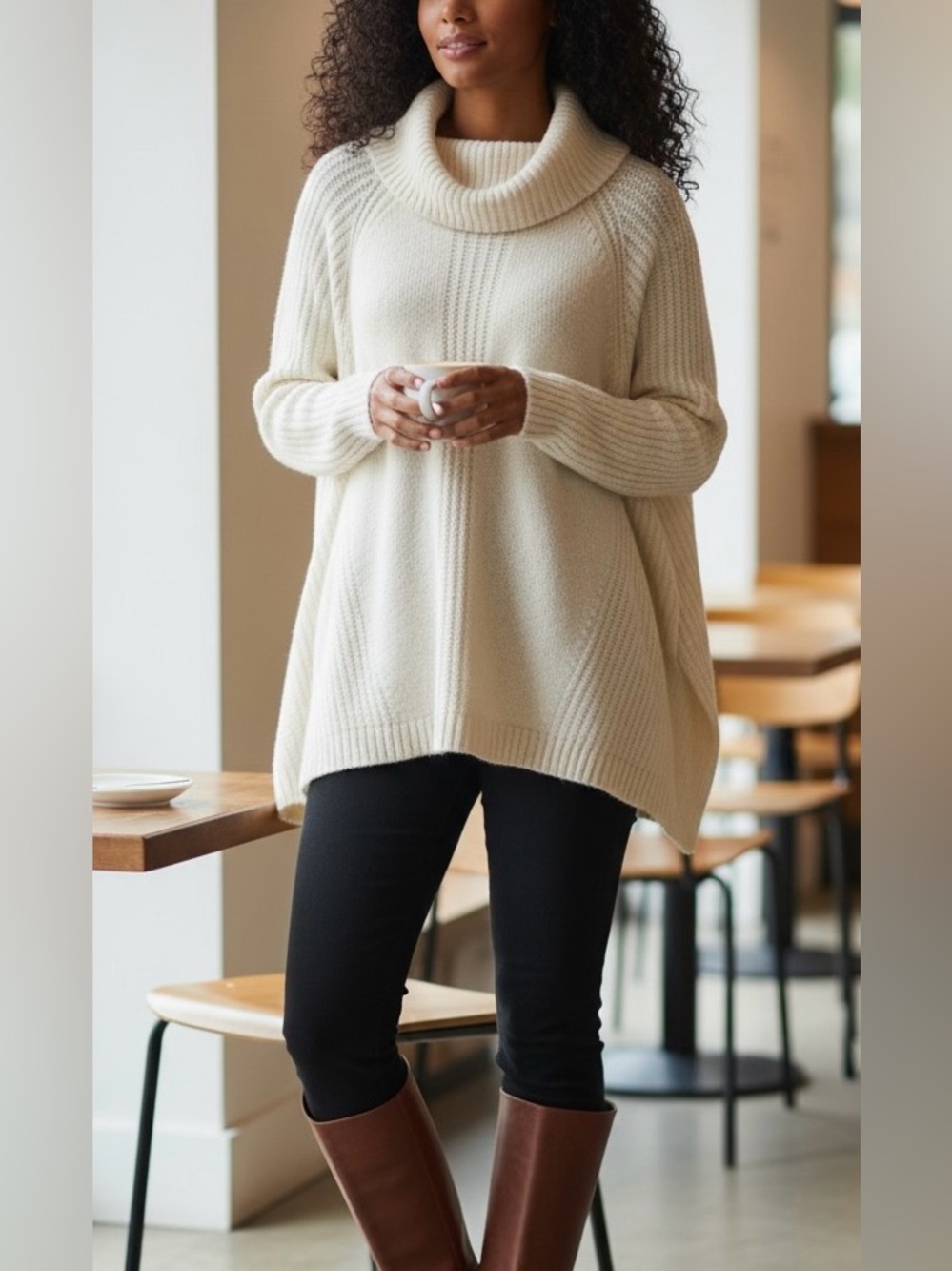 Joe Fresh Cream Funnel Neck Sweater